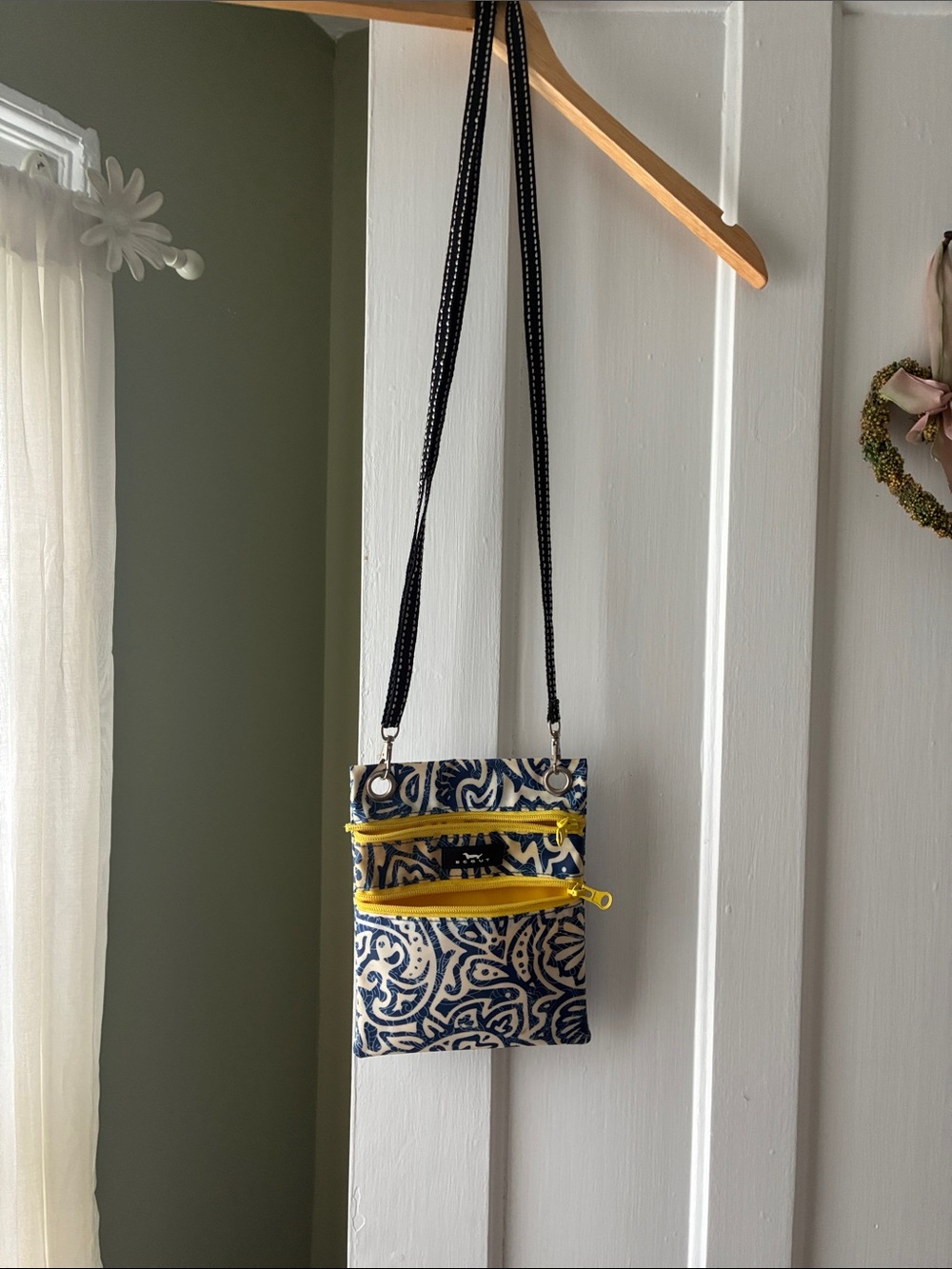 Scout Navy Patterned Crossbody with Yellow Zippers